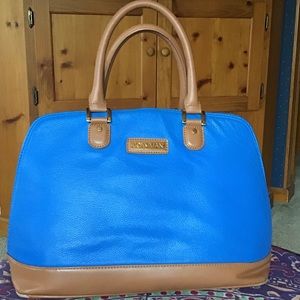 Joy & Iman blue and tan satchel.